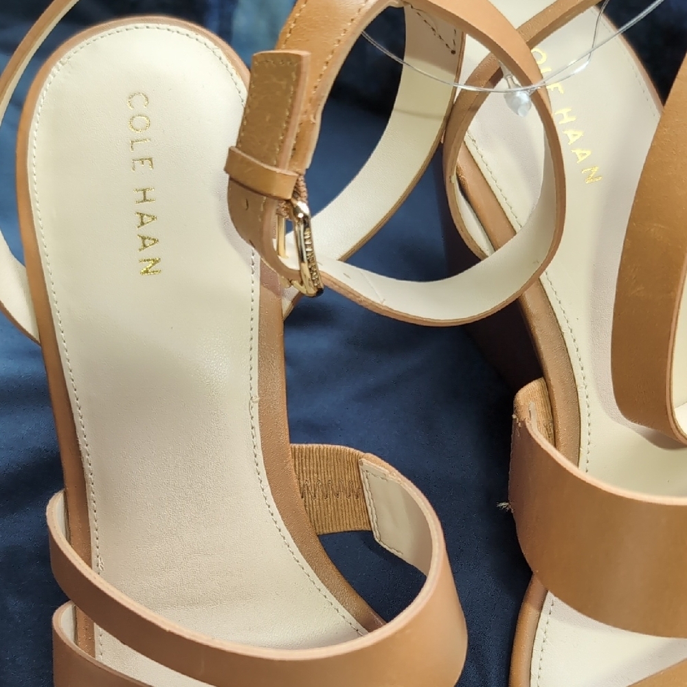 Cole Haan Tan Leather Sandals with Ankle Strap